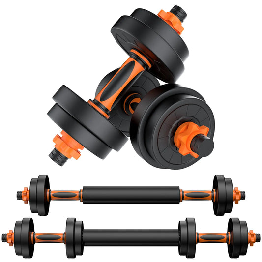 DICAO Adjustable Dumbbell Set 22LBS/44LBS 4 in 1 Barbell Weight Set for Women Men Free Weights Exercise & Fitness Dumbbells for Home Gym Hand Weightlifting Muscle Strength Training(10KG Dumbbell)